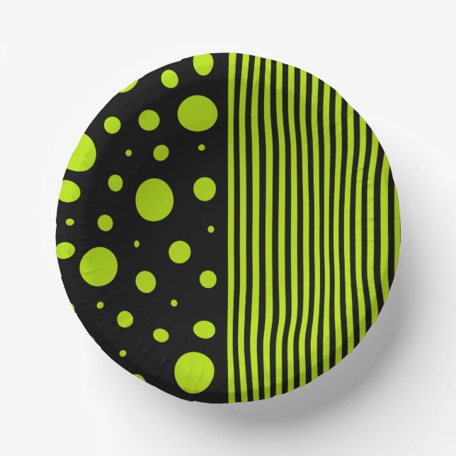 Spots and Stripes - Lime Green Paper Bowls (Front)