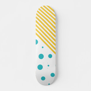 Spots and Stripes - Turquoise and Yellow Skateboard
