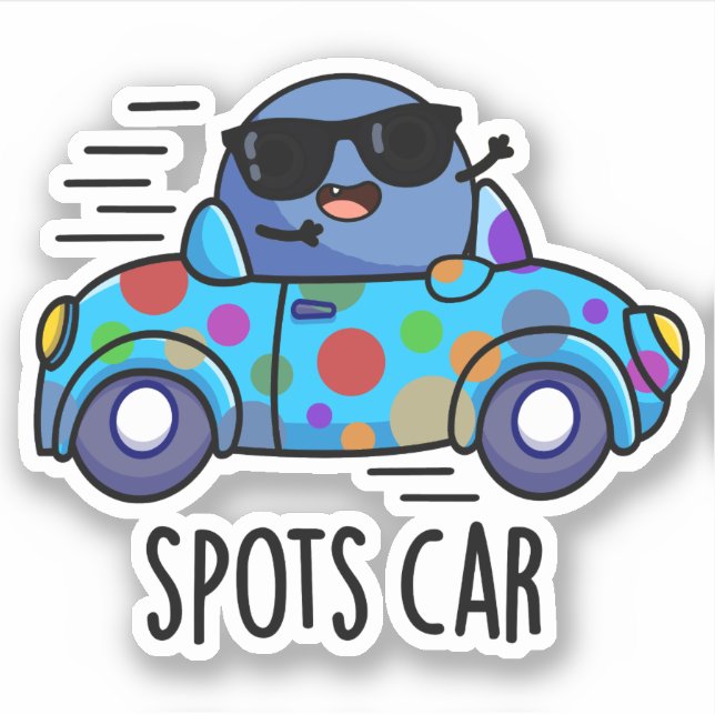 Spots Car Funny Sports Car Pun  Sticker (Front)