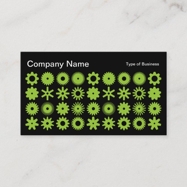 Spots - Martian Green on Black Business Card (Front)