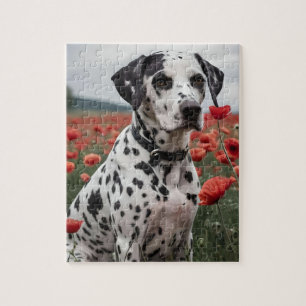**"Spots of Joy: Dalmatian in a Red Poppy Field"** Jigsaw Puzzle