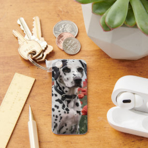 **"Spots of Joy: Dalmatian in a Red Poppy Field"** Keychain