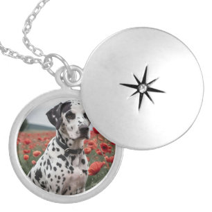 **"Spots of Joy: Dalmatian in a Red Poppy Field"** Locket Necklace