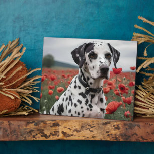 **"Spots of Joy: Dalmatian in a Red Poppy Field"** Plaque