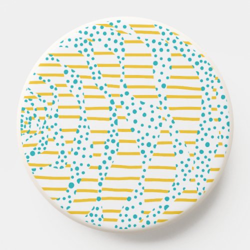 Spots  Stripes 2 in Turquoise Yellow and White PopSocket