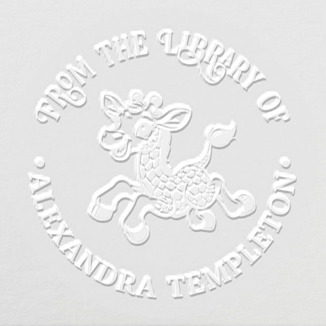 Spotted Baby Giraffe Library Book Name Embosser (Design)