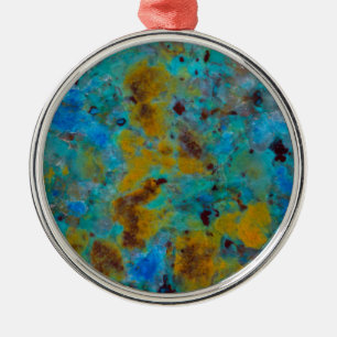 Spotted Blue Chrysocolla Jasper Metal Ornament