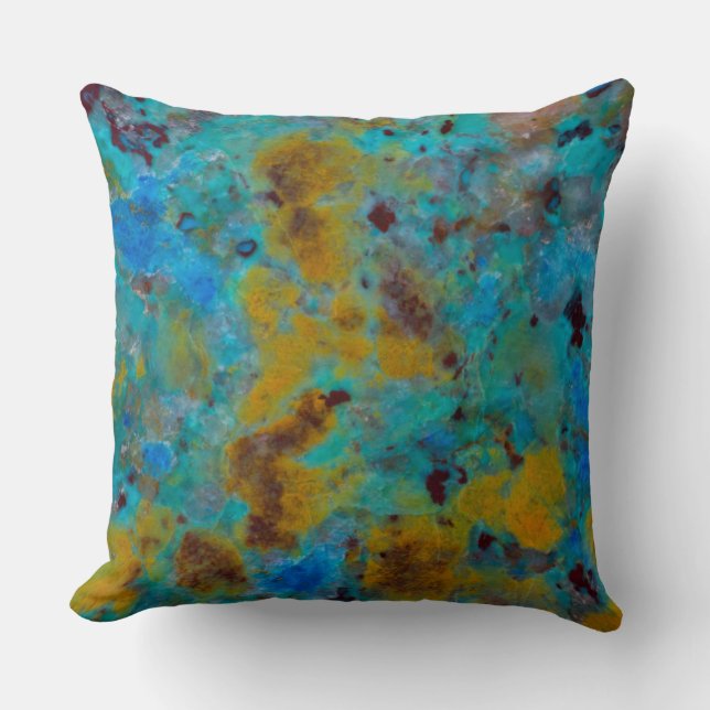 Spotted Blue Chrysocolla Jasper Throw Pillow (Front)