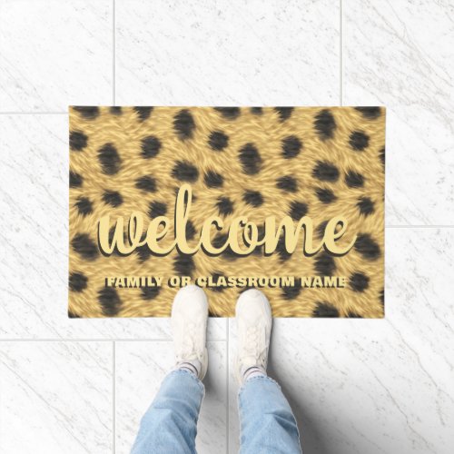 Spotted Cat Animal Print Teacher Classroom School  Doormat