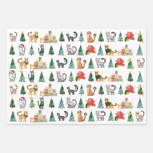 Spotted Cat Wrapping Paper Sheet (Bengals, Maus) (Front)