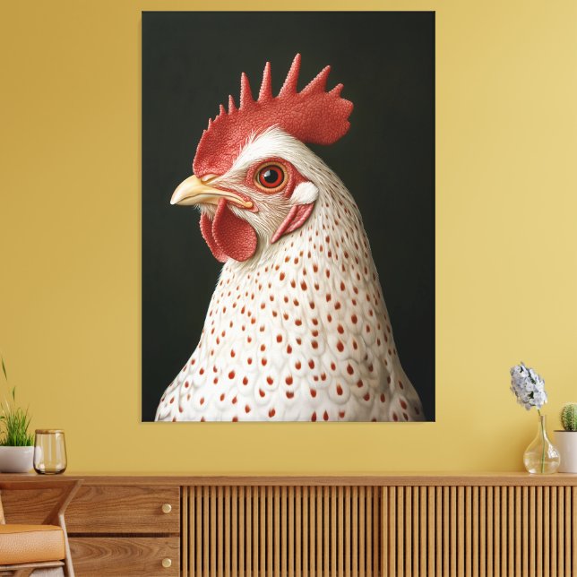 Spotted Chicken Portrait Canvas Print (Insitu(LivingRoom))