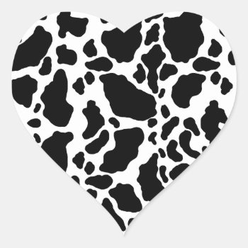 Spotted Cow Print  Cow Pattern  Animal Fur Heart Sticker by Elegant_Patterns at Zazzle