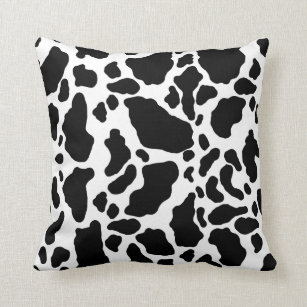 fuzzy cow print pillow