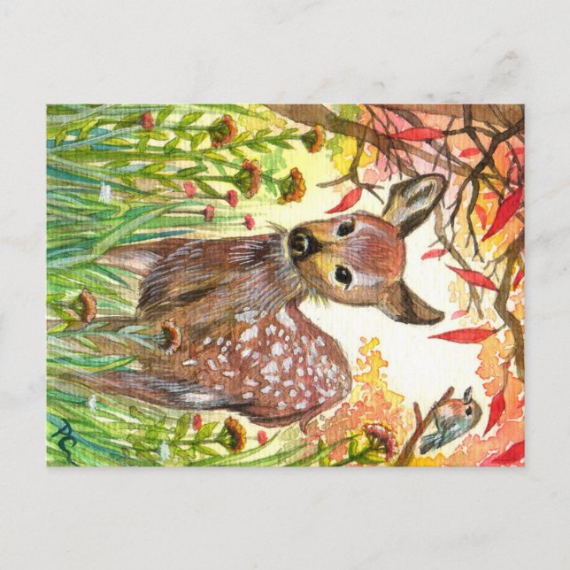 Spotted Deer And Little Bird Postcard (Front)