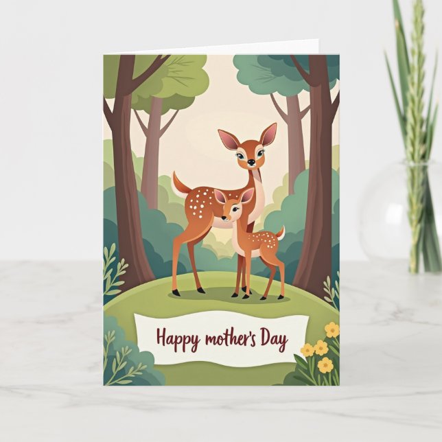 Spotted Deer Family Scene Card (Front)