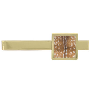 Spotted deer fur texture gold finish tie clip
