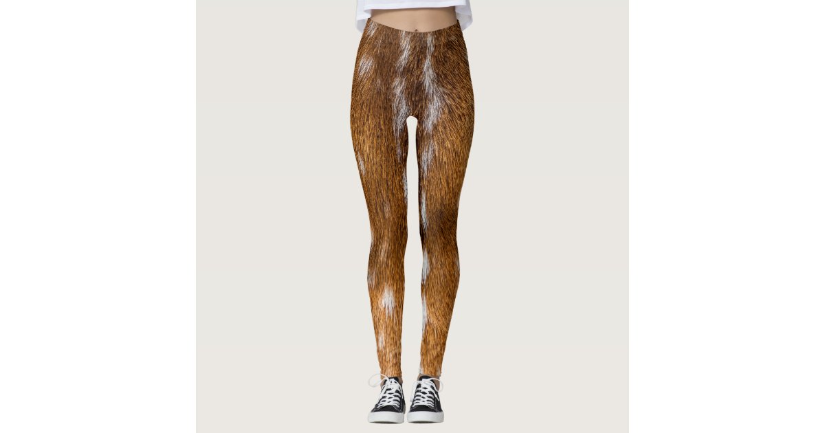 Spotted deer fur texture leggings | Zazzle