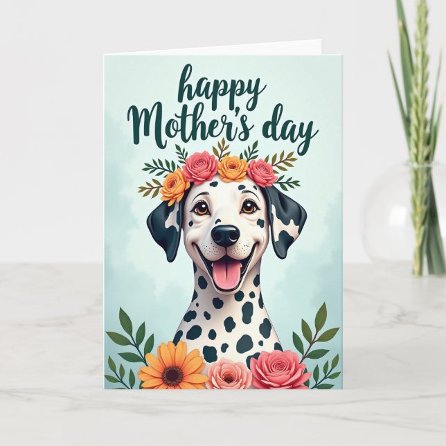 Spotted Dog Floral Mothers Day Card (Front)