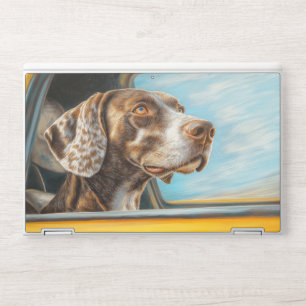 Spotted Dog on a Car Adventure Art Print HP Laptop Skin