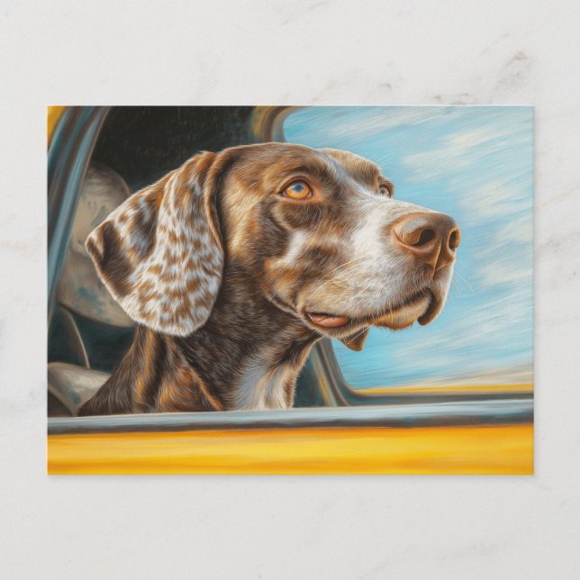 Spotted Dog on a Car Adventure Art Print Postcard (Front)