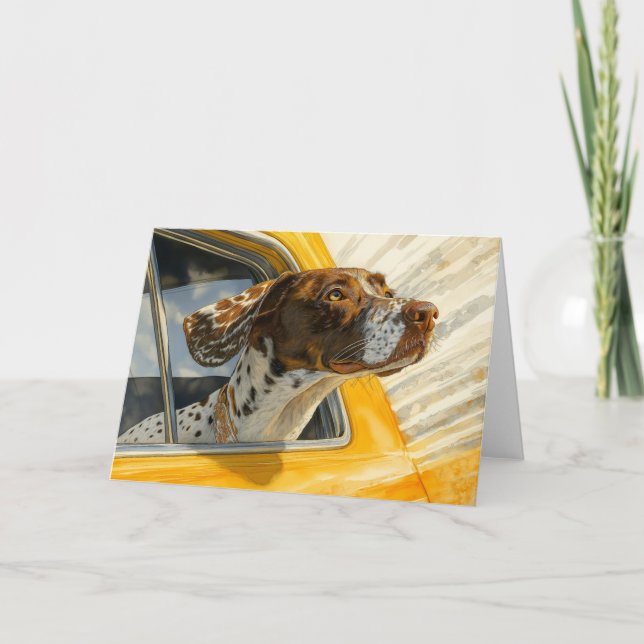 Spotted Dog on Car Ride Art Print Card (Front)