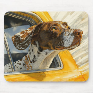 Spotted Dog on Car Ride Art Print Mouse Pad