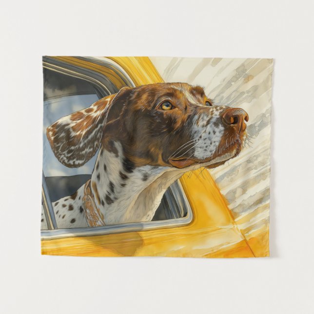 Spotted Dog on Car Ride Art Print Tapestry (Front (Horizontal))