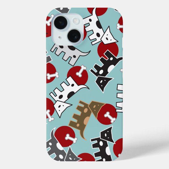 Spotted Doggies & Bones Cute Fun Puppy Blue Case-Mate iPhone Case (Back)