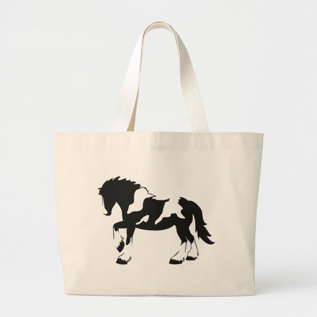 Spotted Draft Horse Large Tote Bag (Front)