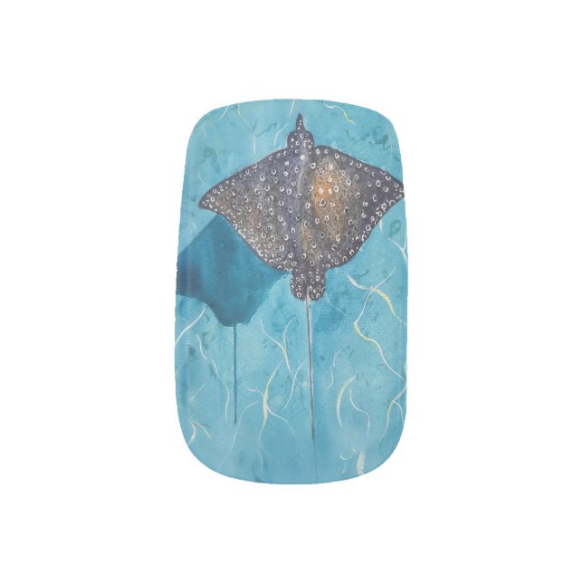 Spotted Eagle Stingray - Ocean Minx Nail Art (Left Thumb)