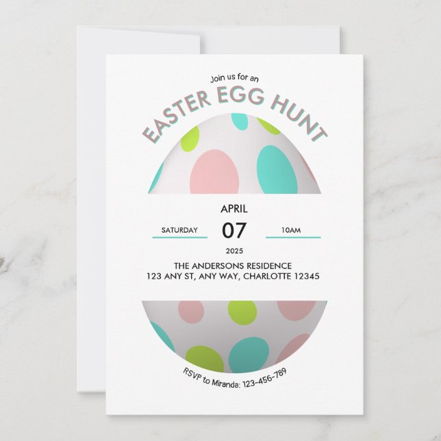 Spotted Easter Egg Hunt Invitation (Front)