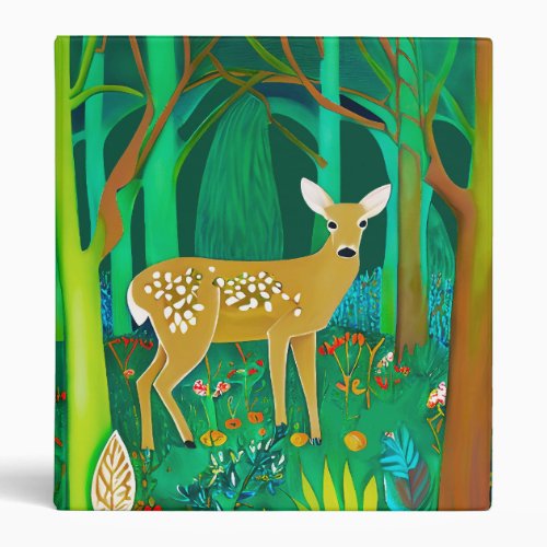 Spotted Fawn in a Fantasy Forest Setting  3 Ring Binder