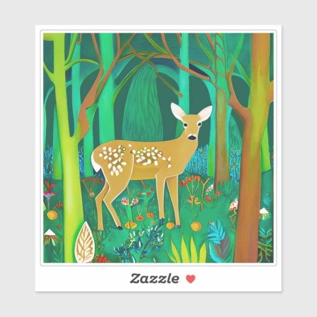 Spotted Fawn in a Fantasy Forest Setting  Sticker (Sheet)