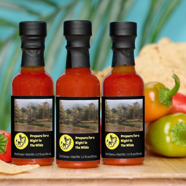 Spotted Genet Silhouette Monogram Photo Wine Label Hot Sauces (Multi)