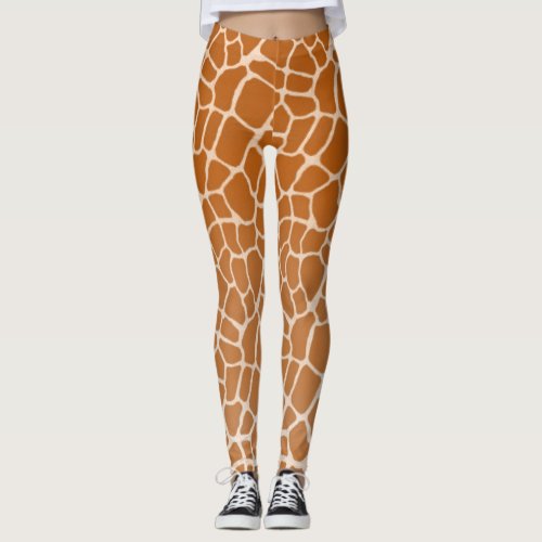 Spotted Giraffe Fur Realisic Wild Animal Print Leggings