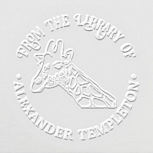 Spotted Giraffe Head #2 Library Book Name Embosser