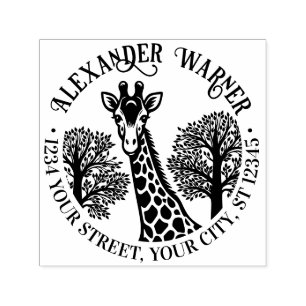 Spotted Giraffe Head #3 Name Return Address Self-inking Stamp