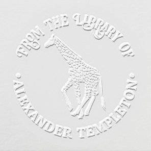 Spotted Giraffe Silhouette Library Book Name Embosser