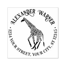 Spotted Giraffe Silhouette Name Return Address 
