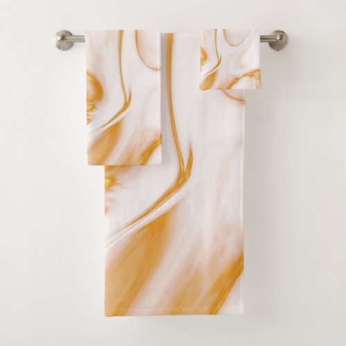 Spotted Gold And White Marble Bath Towel Set