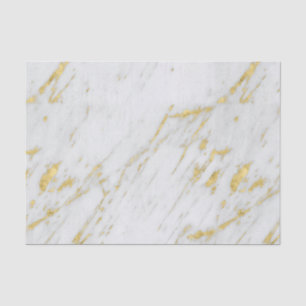 Spotted Gold Glitter Over White Marble Tissue Paper