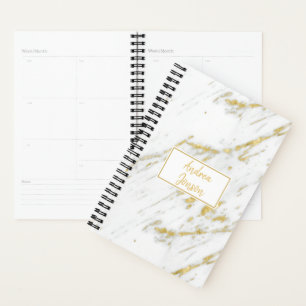 Spotted Gold Glitter  White Marble Planner