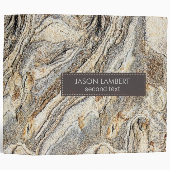 Spotted Gray Brown And Beige Marble Stone 3 Ring Binder (Front/Spine)