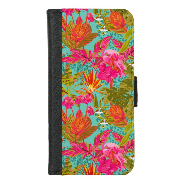 Spotted Hothouse Tropical Floral wallet case (Front)