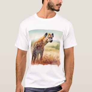 Spotted Hyena in the Savannah - Watercolor T-Shirt