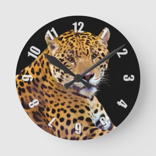 Spotted Jaguar Big Cat_lover Gift Round Clock