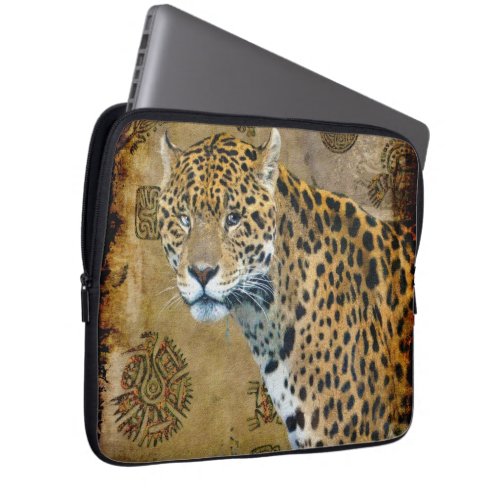 Spotted Jaguar  Mayan Temple Big Cat Designer Laptop Sleeve