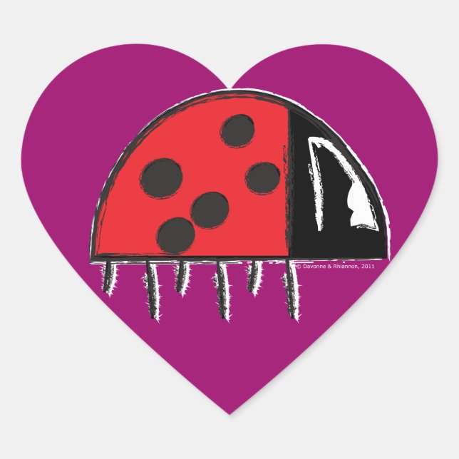 "Spotted" Ladybug Heart Sticker (Front)