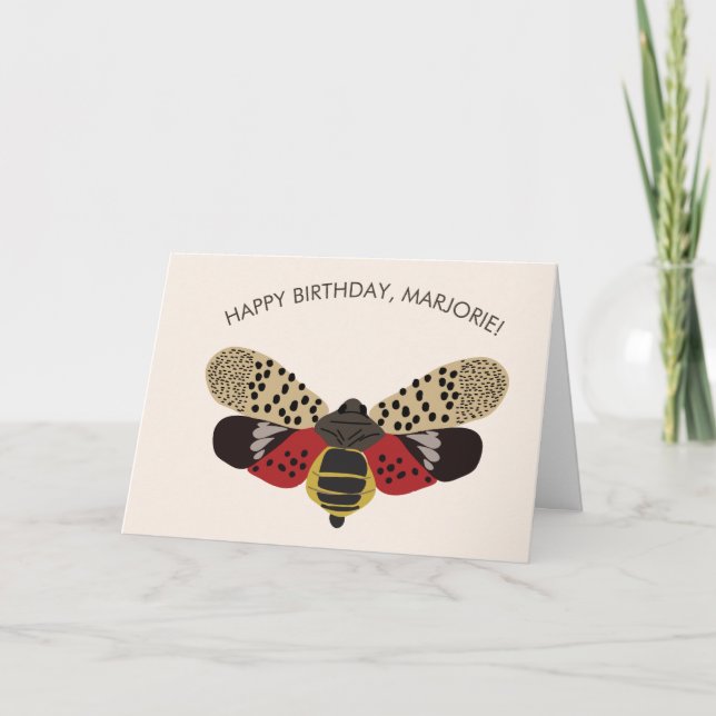 Spotted Lanternfly Bug Personalized Birthday Card (Front)