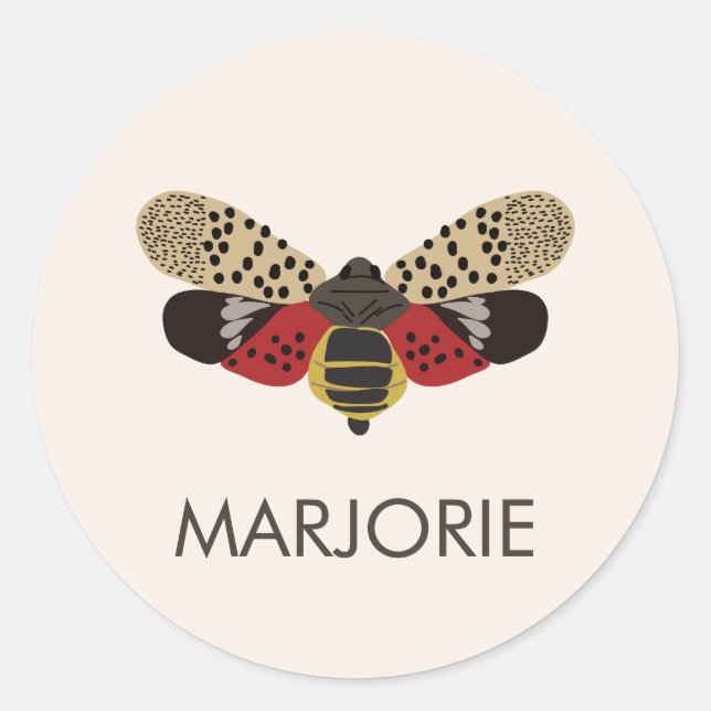 Spotted Lanternfly Bug Personalized Classic Round Sticker (Front)